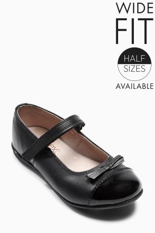 Black Patent Toe Cap Shoes (Older Girls)